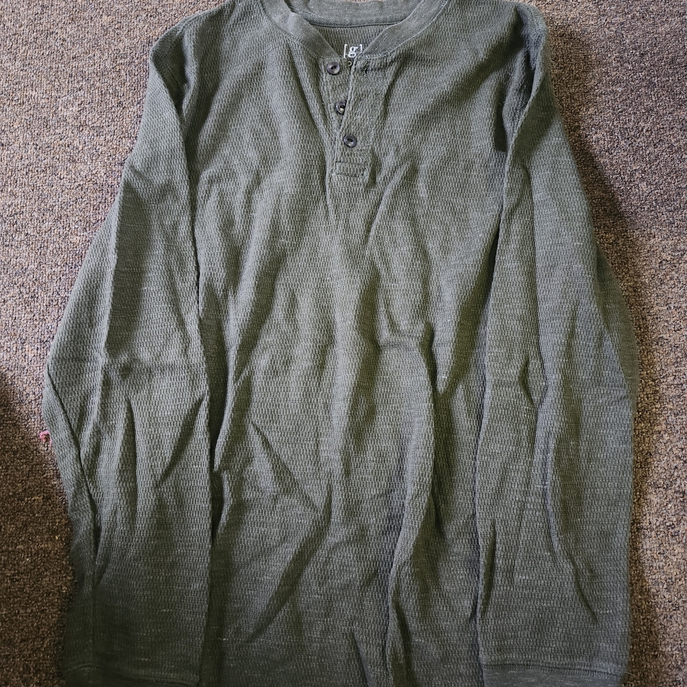 George Olive Long Sleeve Henley Shirt